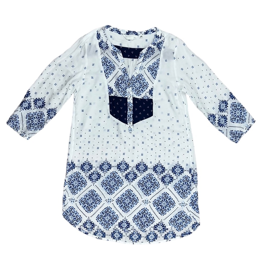 New H&M Swim Cover Up 10 Medium Cottage Print Blue White